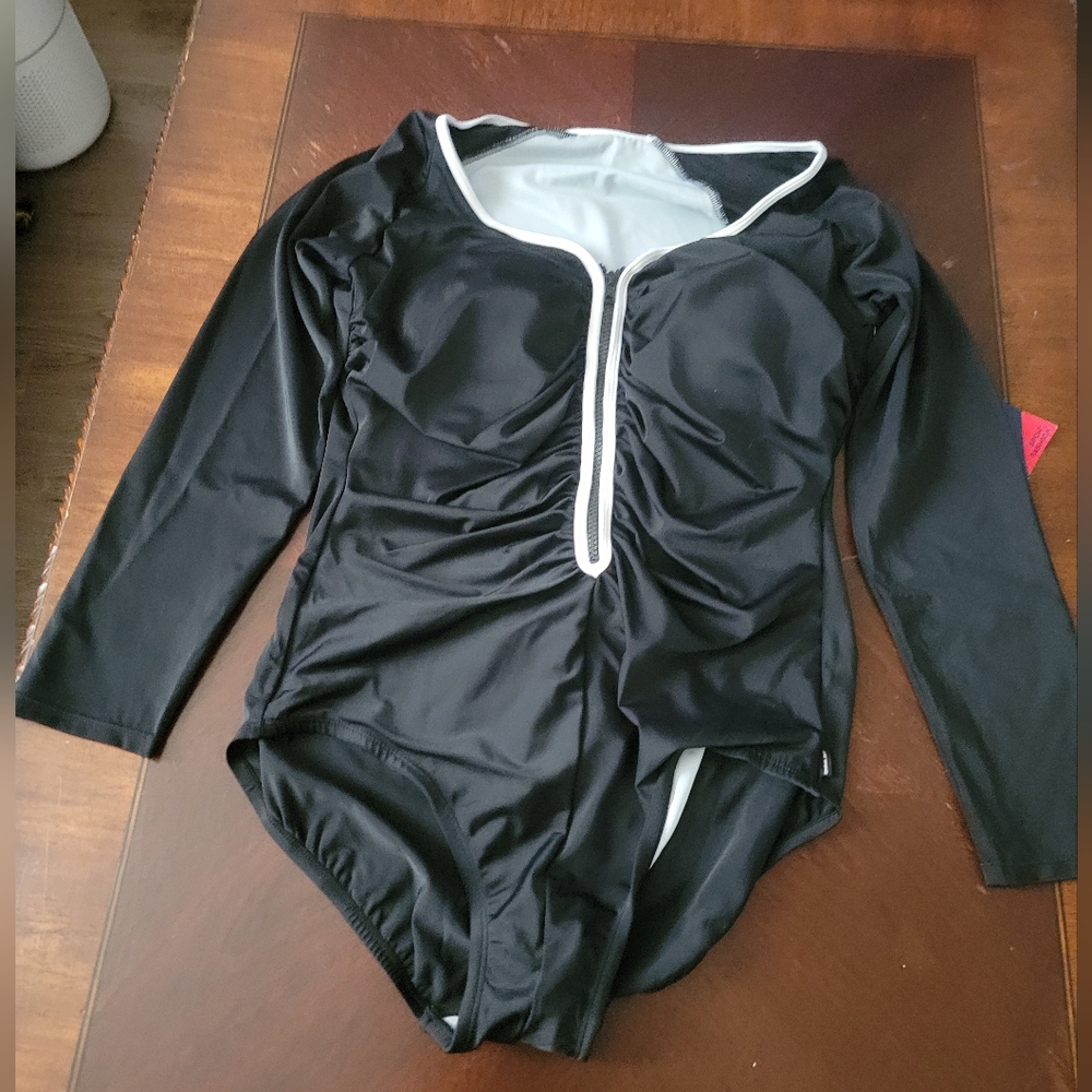 New Reebok Black Long Sleeve Swimsuit
